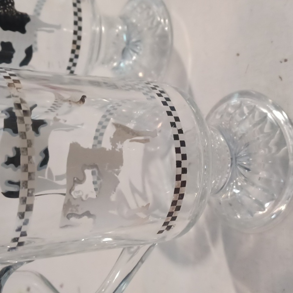Vintage Cow Pedestal Glasses Set 4 - Picture 4 of 10